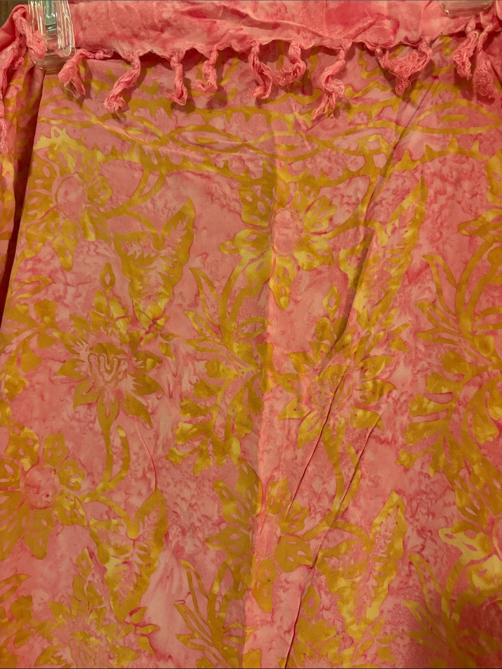 Pink & Gold Floral Sarong or Lightweight Summer Wrap - Picture 3 of 4